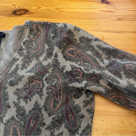Carole Little Sweater Womens 2X Brown Paisley Cardigan Wool Angora Blend - Picture 6 of 8
